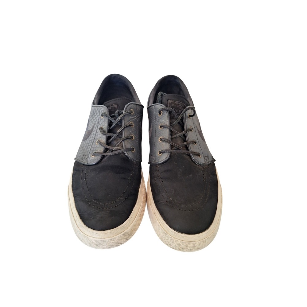 Nike Zoom Stefan Men Janoski Slip-On Leather Skate Shoe Black White Size 11